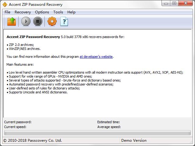 Accent ZIP Password Recovery