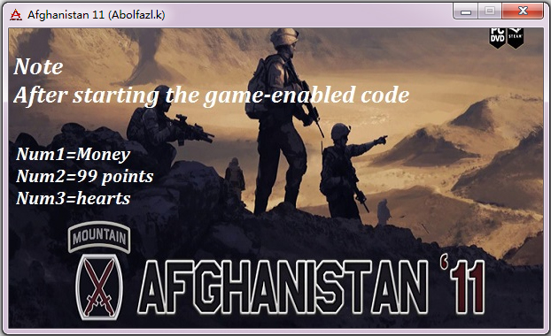 阿富汗11六项修改器 V1.0 绿色版