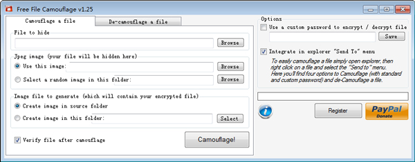 File Camouflage(文件隐藏到图片) V1.25 绿色版