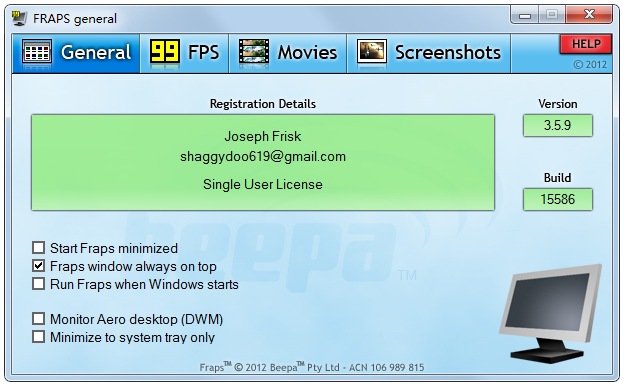 Fraps(录制游戏视频软件) V3.5.9 破解版