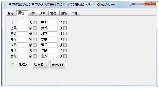 皇帝成长计划2修改器 V1.0 绿色版