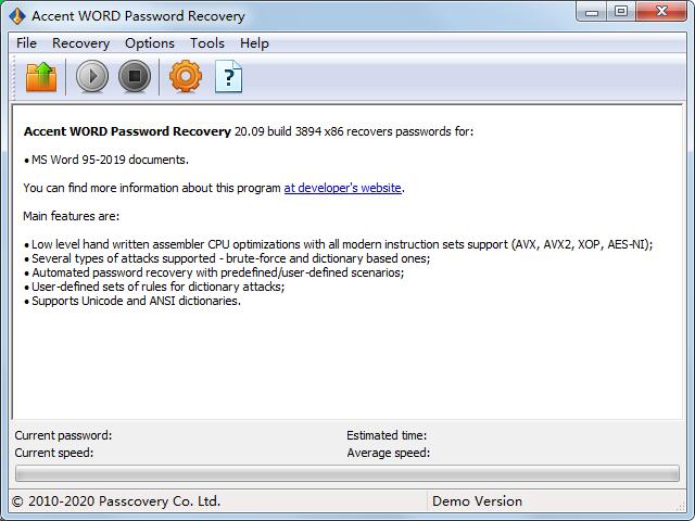 Accent WORD Password Recovery