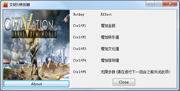 文明5五项修改器 V1.0 绿色版