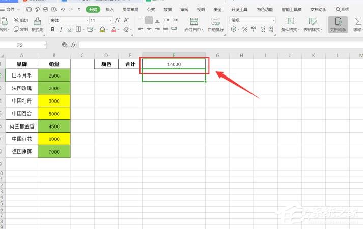 wps怎么对不同颜色的表格内容求和