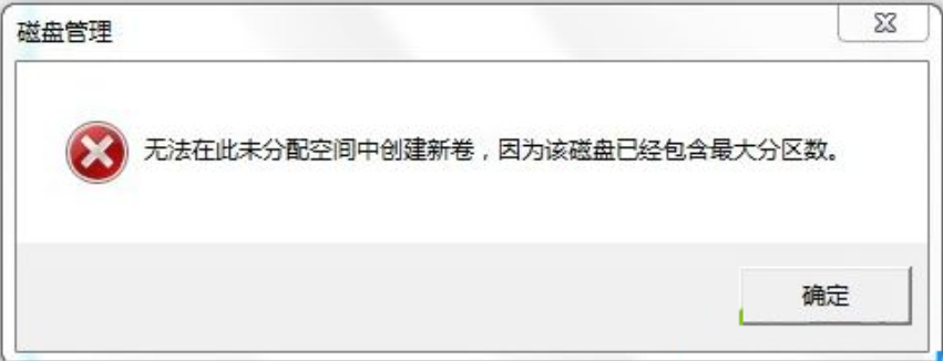 Win7旗舰版磁盘未分配空间无法新建分区