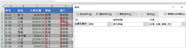 Excel利用自定义序列方法进行排序技巧