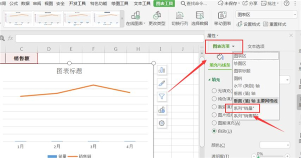 WPS制作双坐标图表方法