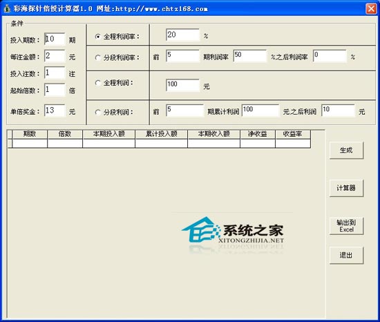 彩海探针倍投计算器 1.0 绿色免费版