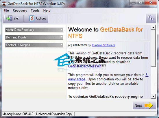 Runtime GetDataBack for NTFS 3.69.000 绿色汉化特别版