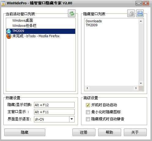 镭智窗口隐藏专家(WinHidePro) V2.80