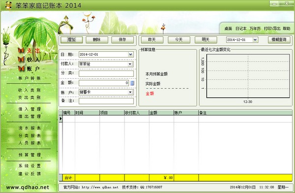 笨笨家庭记账本 V2014.09 绿色免费版