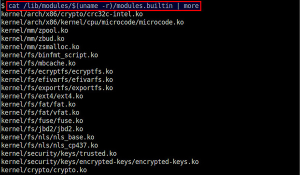 如何查看Linux加载内置模块的信息