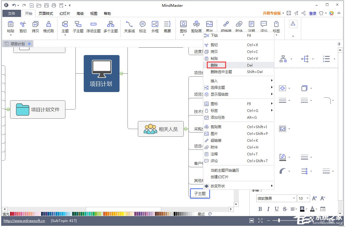 Mindmaster制作项目流程图