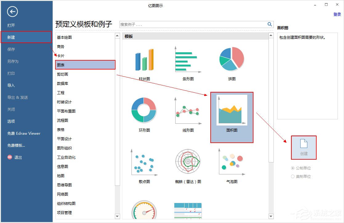 Edraw Max怎么画面积图？