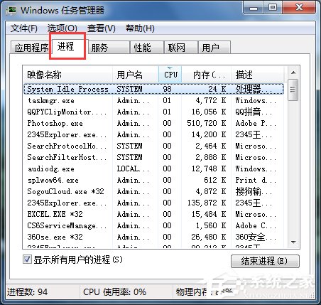 Win7强制关闭电脑程序的方法