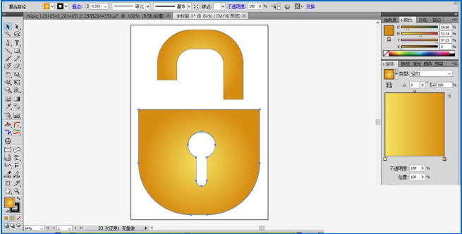 如何使用ai设计打开的金锁图标 ai设计打开的金锁图标的具体教程 
