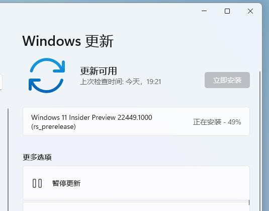 Win11升级22449.1000版本卡在49%