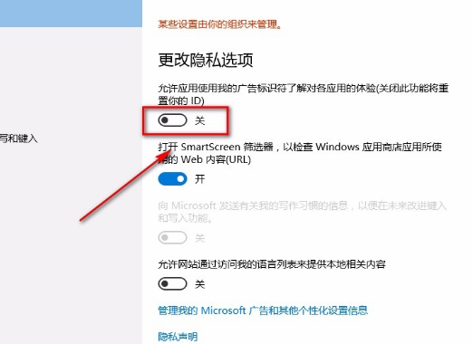 Win10系统禁用广告ID的方法