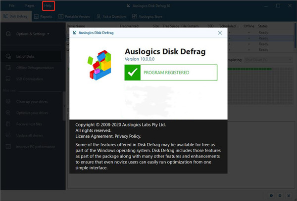 Auslogics Disk Defrag