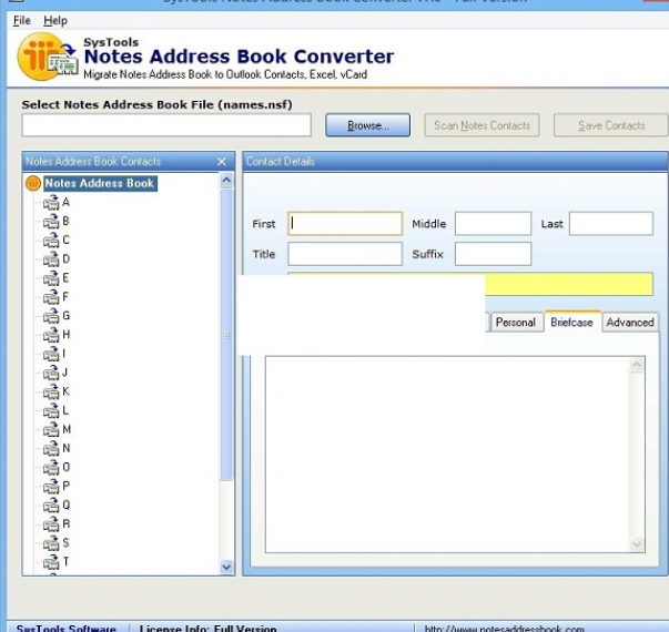 SysTools Notes Address Book Converte