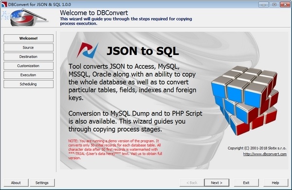 DBConvert for JSON and SQL