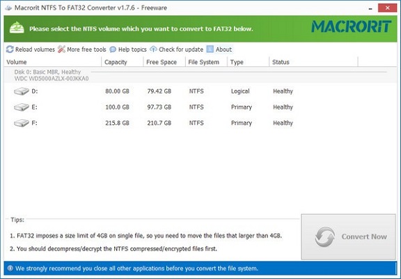 Macrorit NTFS to FAT32 Converter