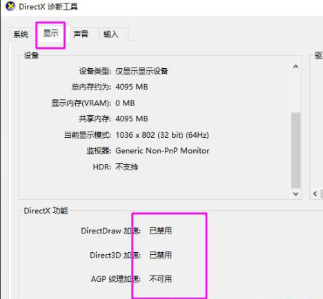 Win10系统DirectX功能已禁用怎么办