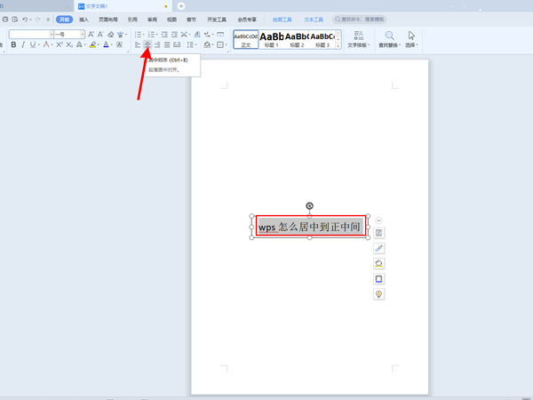 WPS的文字怎么居中显示？