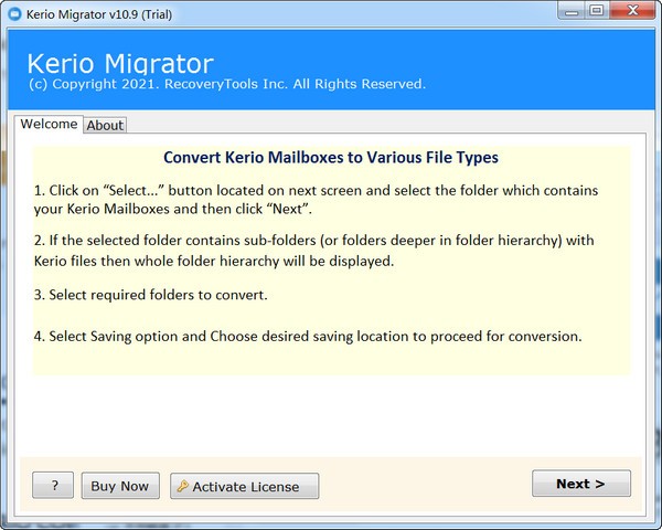 RecoveryTools Kerio Migrator