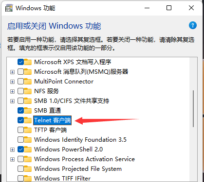 Win11开启Telnet客户端