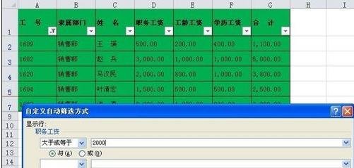 excel表格进行内容自定义筛选教程