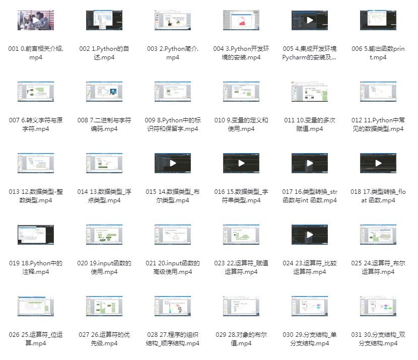 《Python教程全套 入门到精通Python全栈开发教程》跟着视频学Python[mp4]