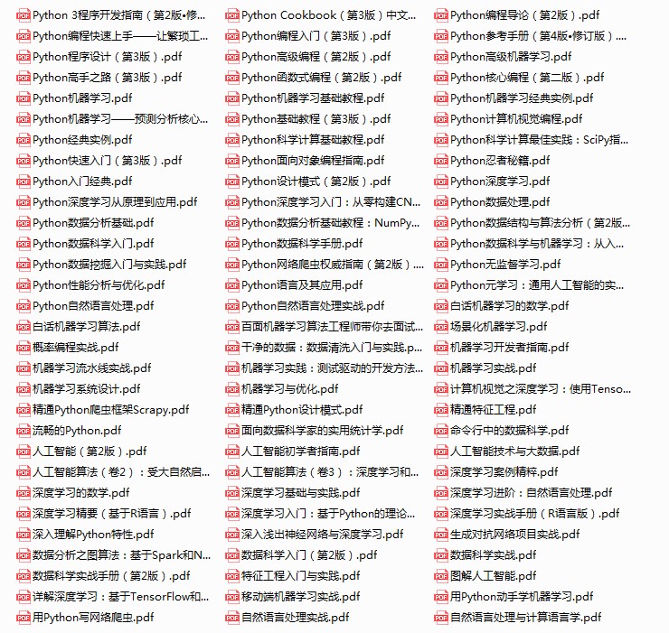 《Python+机器学习+算法 大合集》90本 编程必看[pdf]