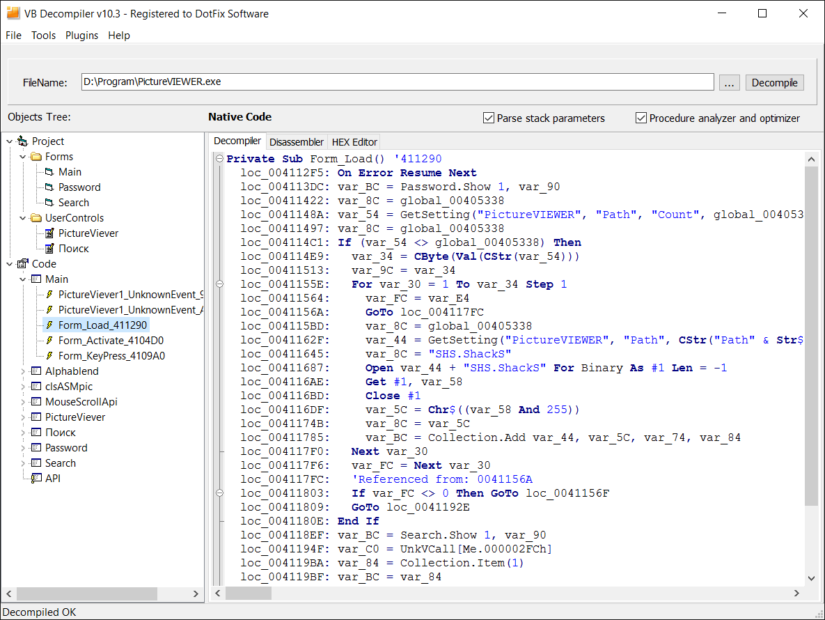 VB Decompiler(VB反编译器)截图