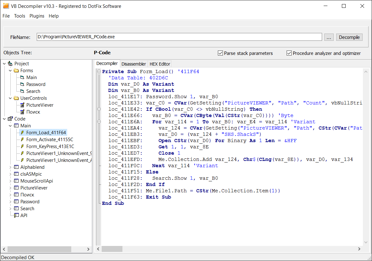 VB Decompiler(VB反编译器)截图