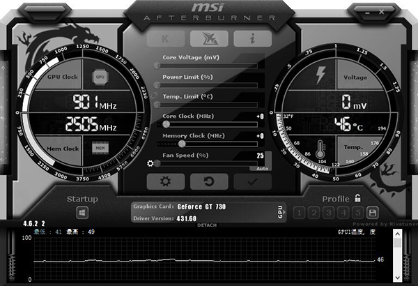 MSI Afterburner（微星显卡超频工具）截图