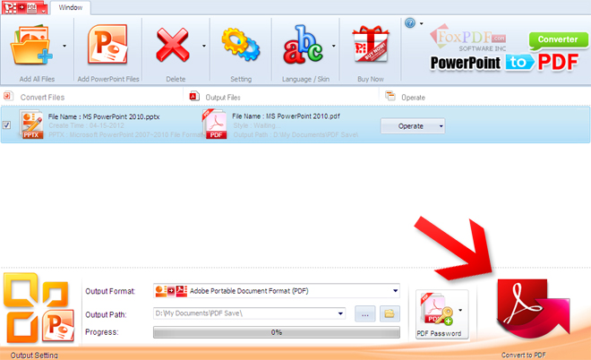 FoxPDF PPTX to PDF Converter截图