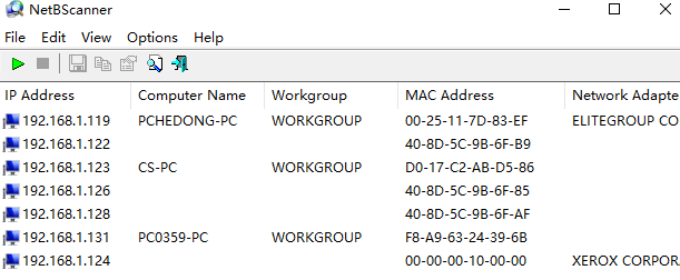 局域网ip扫描工具(NetBScanner)截图