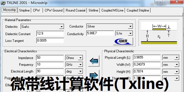 微带线计算软件(Txline)截图