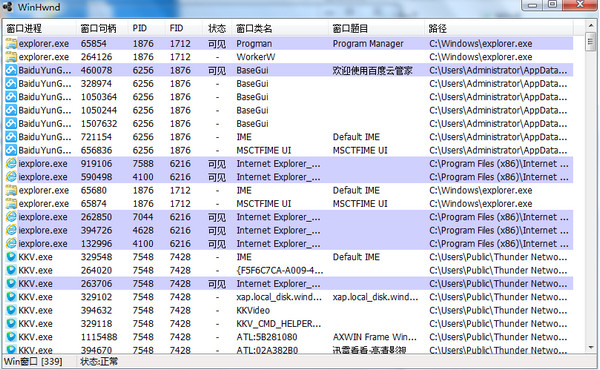 窗口分析工具(winhwnd)截图