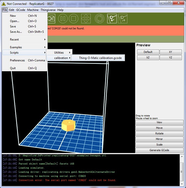 3d打印机控制软件(ReplicatorG)截图