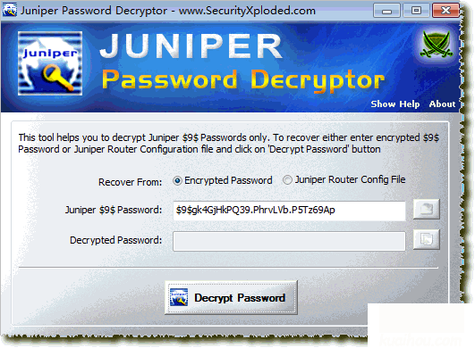 Juniper Password Decryptor截图