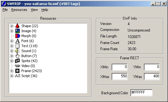 SWF资源提取工具(SWFRIP)截图