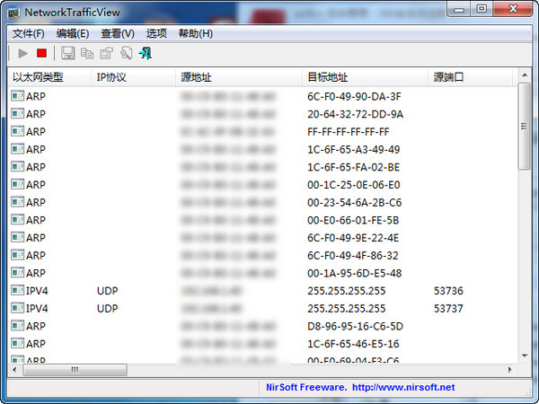 网络监测工具(Network Traffic View)截图