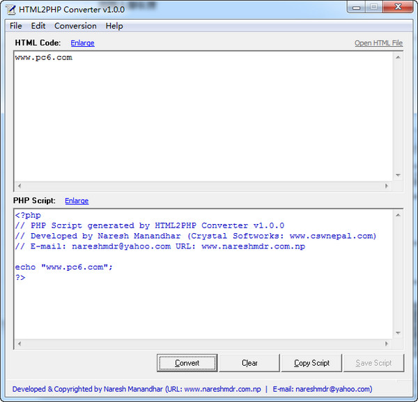 HTML2PHP Converter(文档转换)截图