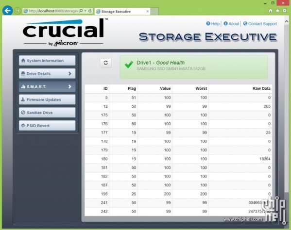 镁光SSD管理工具(Storage Executive)截图