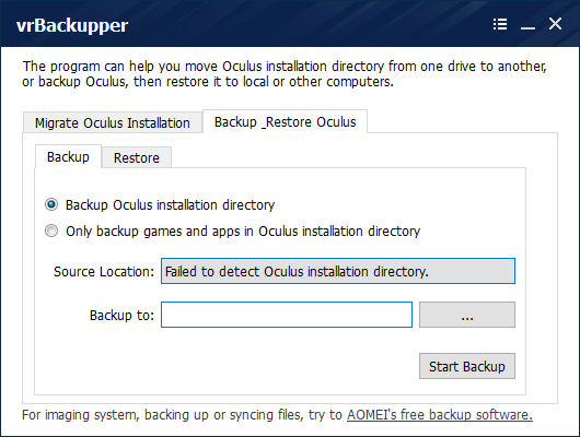 VrBackupper(Oculus Rift备份工具)截图