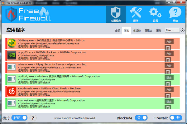 Evorim Free Firewall(很好用的免费防火墙软件)截图