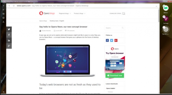 Opera Neon浏览器截图