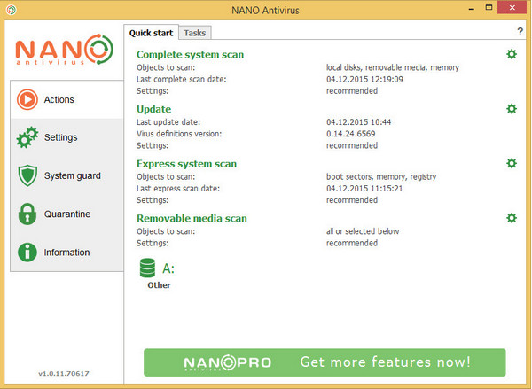 NANO AntiVirus(杀毒软件)截图